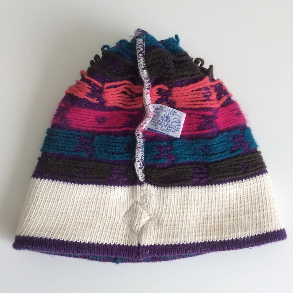 Merkley Vintage 100% Virgin Wool/Cotton Lined Tassel Rounded Crown Ski Hat OS